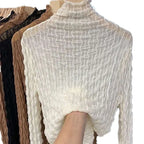 Women Lace Mesh High Collar Bottom T-shirts Female Long Sleeve Casual Style Tight Thin Tops nowadaysfashion
