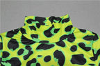 Women Long Sleeve Leopard Skin Prinetd Bodysuit Sexy Neon Green Streetwear Jumpsuit nowadaysfashion