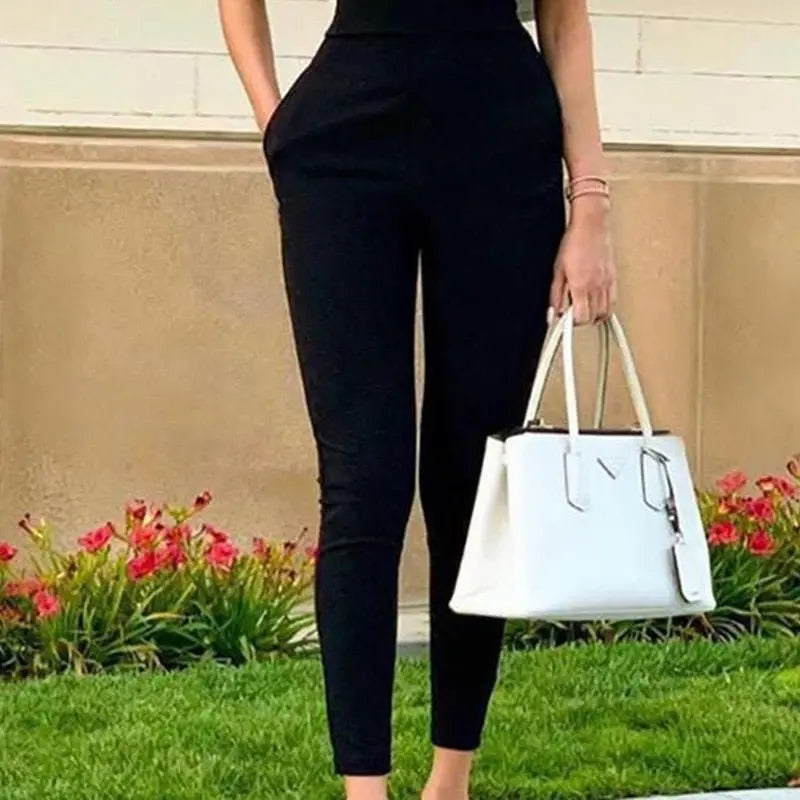 Women Off Shoulder Colorblock Ruffles Bodycon Skinny Streetwear Slim Fit Black Jumpsuits - Blade & Thread