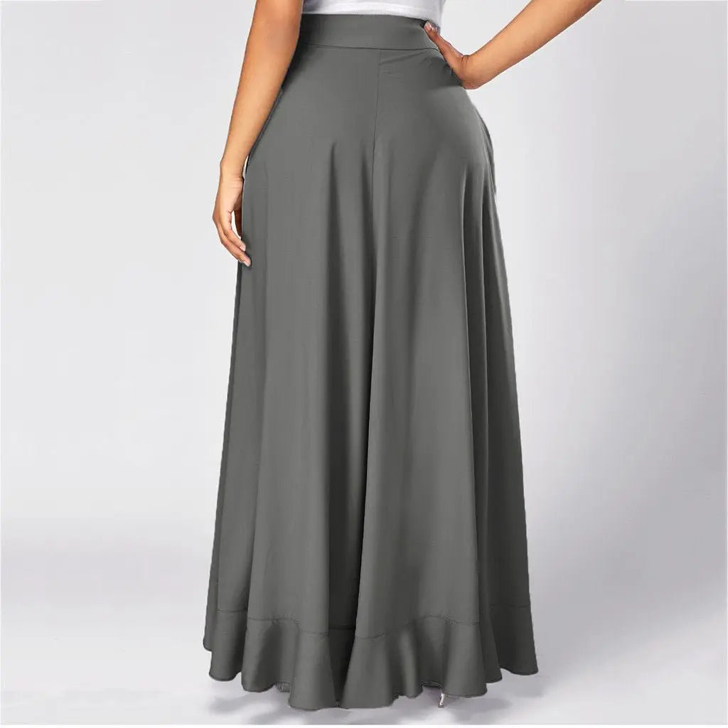 Women Pants Causal Ruffle Drawstring TrouserHigh Waist  Loose Dancing Outfits Palazzo Skirt nowadaysfashion