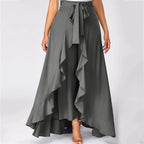 Women Pants Causal Ruffle Drawstring TrouserHigh Waist  Loose Dancing Outfits Palazzo Skirt nowadaysfashion