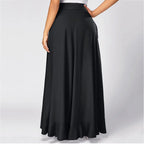 Women Pants Causal Ruffle Drawstring TrouserHigh Waist  Loose Dancing Outfits Palazzo Skirt nowadaysfashion
