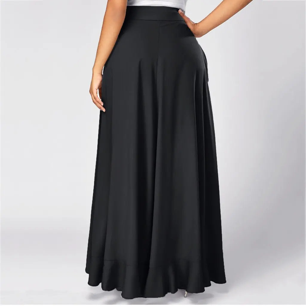 Women Pants Causal Ruffle Drawstring TrouserHigh Waist Loose Dancing Outfits Palazzo Skirt - Blade & Thread