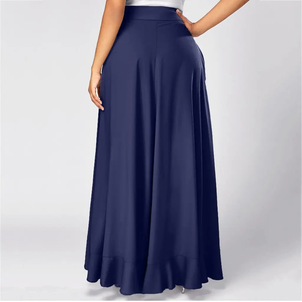 Women Pants Causal Ruffle Drawstring TrouserHigh Waist  Loose Dancing Outfits Palazzo Skirt nowadaysfashion