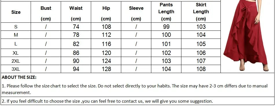 Women Pants Causal Ruffle Drawstring TrouserHigh Waist Loose Dancing Outfits Palazzo Skirt - Blade & Thread