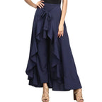 Women Pants Causal Ruffle Drawstring TrouserHigh Waist  Loose Dancing Outfits Palazzo Skirt nowadaysfashion