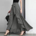 Women Pants Causal Ruffle Drawstring TrouserHigh Waist  Loose Dancing Outfits Palazzo Skirt nowadaysfashion
