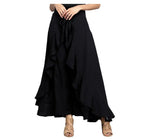 Women Pants Causal Ruffle Drawstring TrouserHigh Waist  Loose Dancing Outfits Palazzo Skirt nowadaysfashion