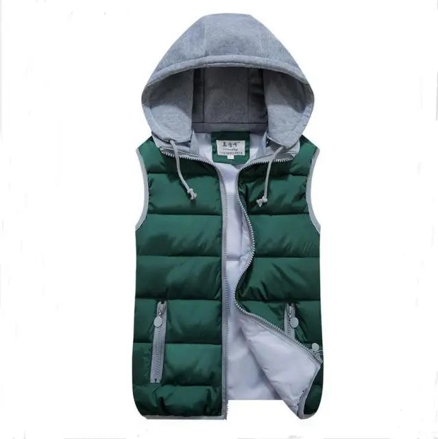 Women Plus Size Removable Hooded Thick Waistcoats Female Winter Warm Outerwear Vest - Blade & Thread