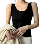 Women Ribbed Tank Top Solid Sleeveless Round Neck Top nowadaysfashion
