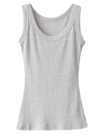 Women Ribbed Tank Top Solid Sleeveless Round Neck Top nowadaysfashion