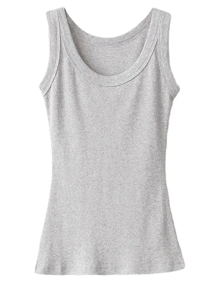 Women Ribbed Tank Top Solid Sleeveless Round Neck Top - Blade & Thread