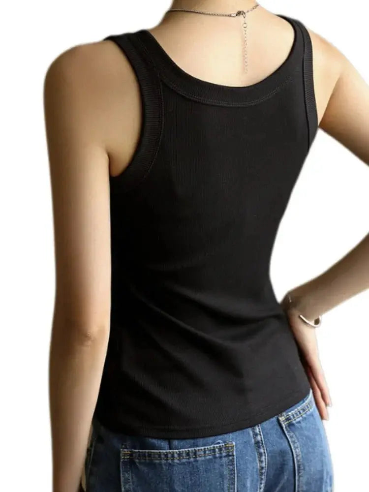 Women Ribbed Tank Top Solid Sleeveless Round Neck Top nowadaysfashion