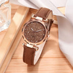 Women Romantic Wrist Watch bracelet Leather Rhinestone Ladies Clock nowadaysfashion