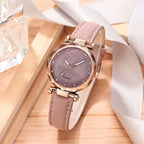 Women Romantic Wrist Watch bracelet Leather Rhinestone Ladies Clock nowadaysfashion