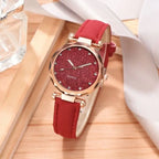 Women Romantic Wrist Watch bracelet Leather Rhinestone Ladies Clock nowadaysfashion