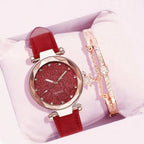 Women Romantic Wrist Watch bracelet Leather Rhinestone Ladies Clock nowadaysfashion