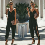 Women Sleeveless Loose Baggy Trousers Solid Romper Jumpsuit Cotton Print Broadcloth nowadaysfashion