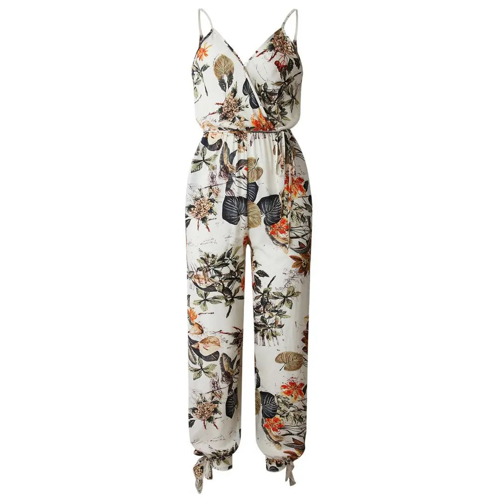 Women Sleeveless Loose Baggy Trousers Solid Romper Jumpsuit Cotton Print Broadcloth - Blade & Thread