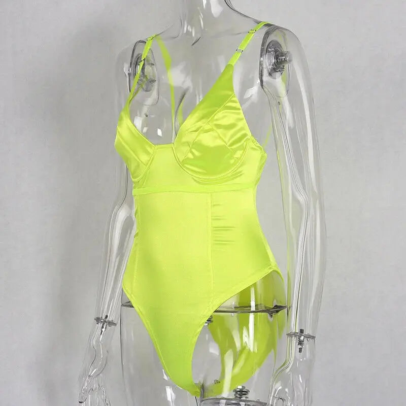 Women Sleeveless V Neck Sexy Bodycon Bodysuit Stretch Leotard Summer Jumpsuit - Blade & Thread