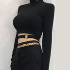 Women Slim Short T-shirt Sexy Tight Turtleneck Long Sleeve Goth Crop Top nowadaysfashion