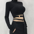 Women Slim Short T-shirt Sexy Tight Turtleneck Long Sleeve Goth Crop Top nowadaysfashion