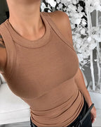Women Solid Round Neck Ribbed Tank Top Camisole Women Summer Basic Elastic Tank Top nowadaysfashion