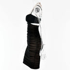 Women Spaghetti Strap Corset Cut Out Lined Long Dress Sexy Ruched Backless Elegant Bodycon nowadaysfashion