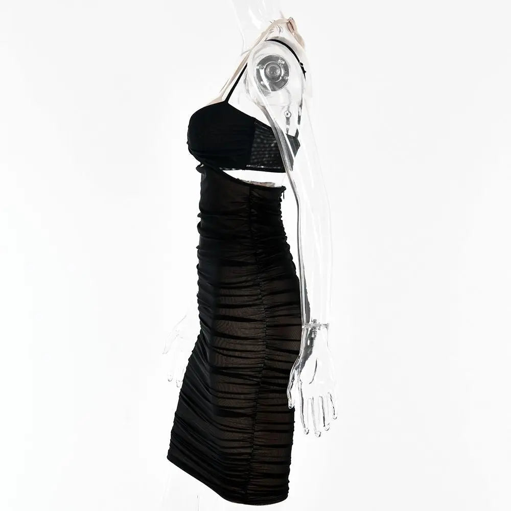 Women Spaghetti Strap Corset Cut Out Lined Long Dress Sexy Ruched Backless Elegant Bodycon - Blade & Thread