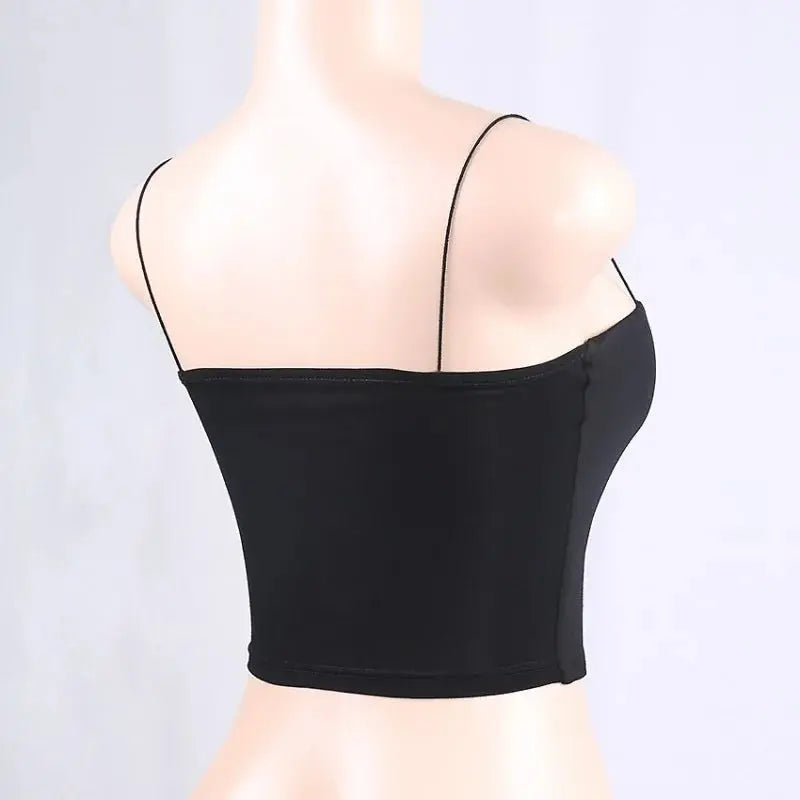 Women Spaghetti Strap Crop Top Sexy Bodycon Sleeveless Cami Tube Top - Blade & Thread