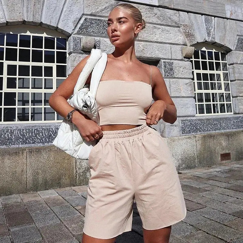 Women Spaghetti Strap Crop Top Sexy Bodycon Sleeveless Cami Tube Top - Blade & Thread