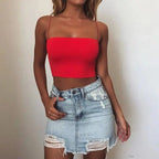 Women Spaghetti Strap Crop Top Sexy Bodycon Sleeveless Cami Tube Top nowadaysfashion
