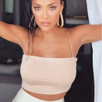 Women Spaghetti Strap Crop Top Sexy Bodycon Sleeveless Cami Tube Top nowadaysfashion
