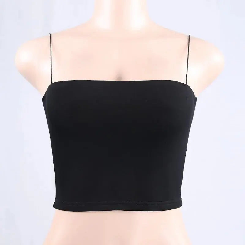 Women Spaghetti Strap Crop Top Sexy Bodycon Sleeveless Cami Tube Top nowadaysfashion