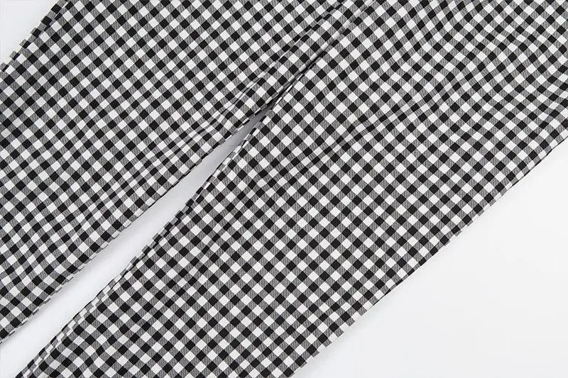 Women Straps Jumpsuits Ladies Summer Plaids Checked Playsuits Backless Outfits White&Black - Blade & Thread