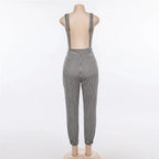 Women Straps Jumpsuits Ladies Summer Plaids Checked Playsuits Backless Outfits White&Black nowadaysfashion