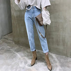 Women Streetwear Loose Female Denim Jeans Buttons Zipper Ladies trouser nowadaysfashion