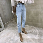 Women Streetwear Loose Female Denim Jeans Buttons Zipper Ladies trouser nowadaysfashion
