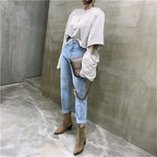 Women Streetwear Loose Female Denim Jeans Buttons Zipper Ladies trouser nowadaysfashion