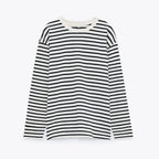 Women Striped Long Sleeve T-shirts Female Streetwear Autumn Spring Cotton Tees Tops nowadaysfashion