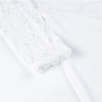 Women Summer Off Shoulder Sexy Playsuits Long Sleeve Sheer Lace Patchwork Hollow Skinny Playsuits nowadaysfashion