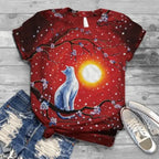 Women Summer Short Sleeve Digital 3D Cat Printed O-Neck Tops T Shirt Femme T-Shirts nowadaysfashion
