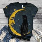 Women Summer Short Sleeve Digital 3D Cat Printed O-Neck Tops T Shirt Femme T-Shirts nowadaysfashion