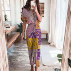 Women Summer Short Sleeve Slit Long Dress Turn-down Collar Elegant Button Draped Party Dresses nowadaysfashion