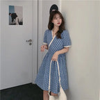 Women Summer V Neck Jacquard Floral Long Dress High Waist Short Sleeve Exquisite Midi Dresses nowadaysfashion