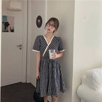 Women Summer V Neck Jacquard Floral Long Dress High Waist Short Sleeve Exquisite Midi Dresses nowadaysfashion