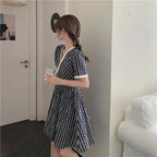Women Summer V Neck Jacquard Floral Long Dress High Waist Short Sleeve Exquisite Midi Dresses nowadaysfashion
