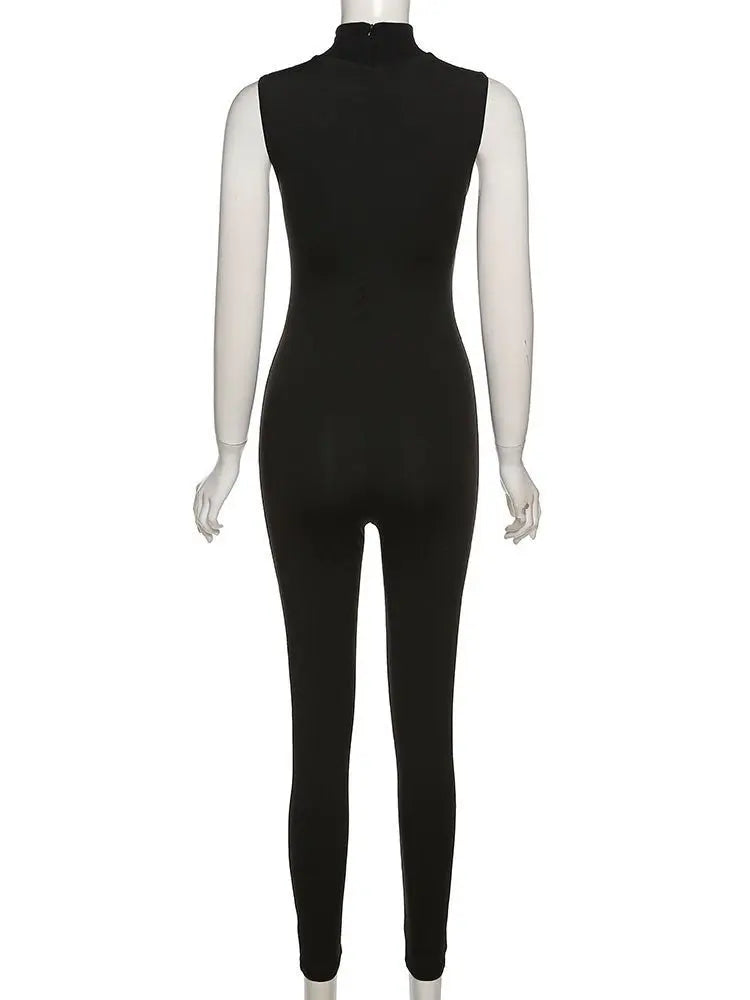 Women Tracksuit Slim Elastic High Print Figure Zipper Jumpsuit Y2K Sports nowadaysfashion