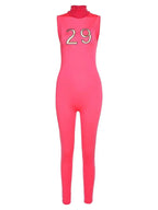 Women Tracksuit Slim Elastic High Print Figure Zipper Jumpsuit Y2K Sports nowadaysfashion