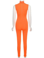 Women Tracksuit Slim Elastic High Print Figure Zipper Jumpsuit Y2K Sports nowadaysfashion